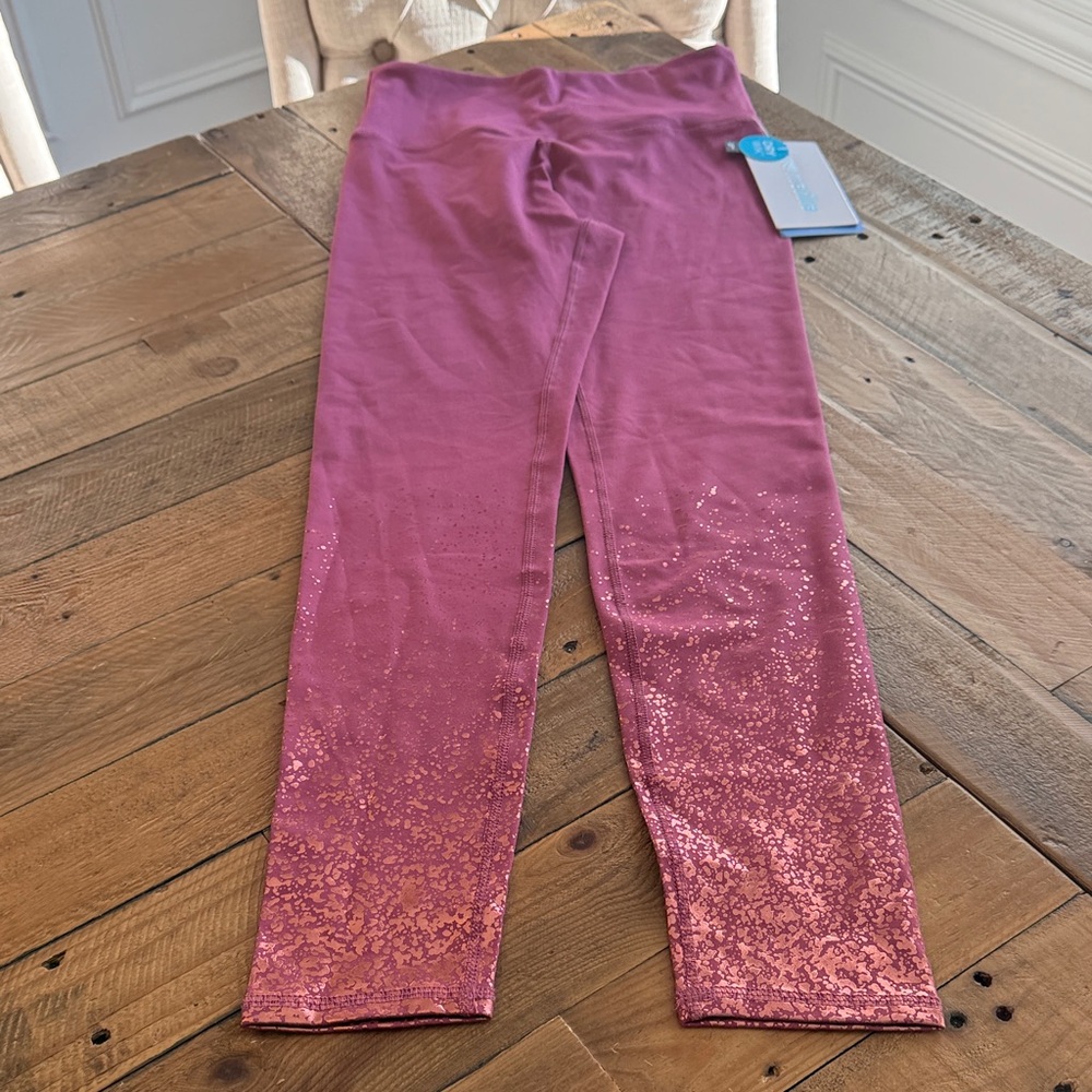 Marika meltalic rose gold and magenta Leggings Size M ankle 27”